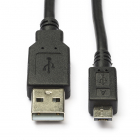 USB A naar Micro USB A kabel | 2 meter | USB 2.0 (100% koper, Zwart)