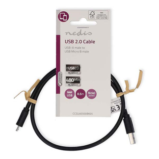 Nedis USB A naar Micro USB kabel | 0.5 meter | USB 2.0 (10W, 480 Mbps, 100% koper, Zwart) CCGL60500BK05 CCGP60500BK05 N010201016 - 4