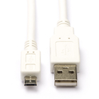 USB A naar Micro USB kabel | 1.8 meter | USB 2.0 (100% koper, Wit)