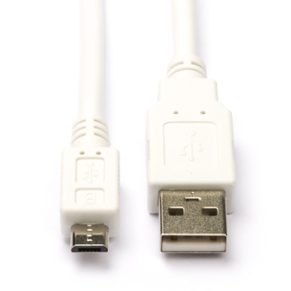 Nedis USB A naar Micro USB kabel | 1.8 meter | USB 2.0 (480 Mbps, 100% koper, Wit) CCGB60500WT20 K010214326 - 1