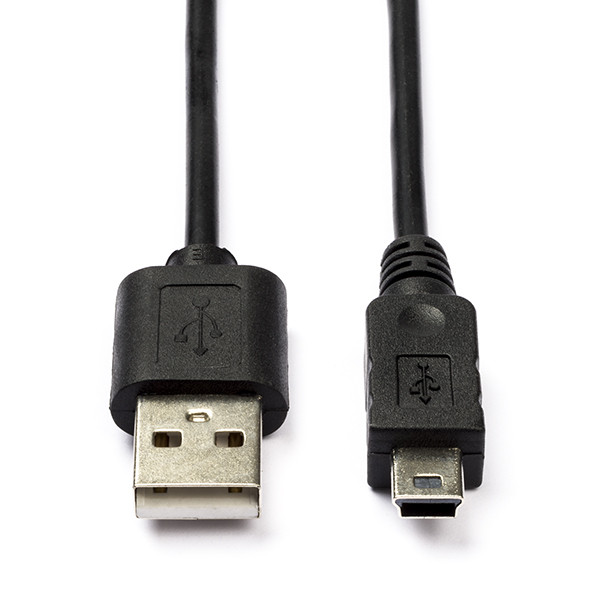 Keer terug Perth tegel USB A naar Mini USB kabel | 1 meter | USB 2.0 (Zwart)