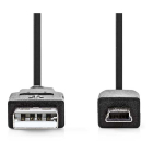 Nedis USB A naar Mini USB kabel | 1 meter | USB 2.0 (Zwart) CCGT60300BK10 N010202036 - 3
