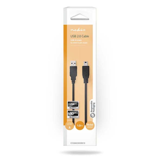 Nedis USB A naar Mini USB kabel | 1 meter | USB 2.0 (Zwart) CCGT60300BK10 N010202036 - 4