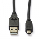 USB A naar Mini USB kabel | 2 meter | USB 2.0 (100% koper, Zwart)
