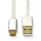 USB A naar USB C kabel | 1 meter |  USB 3.0 (Vertind koper, Nylon, Zilver)