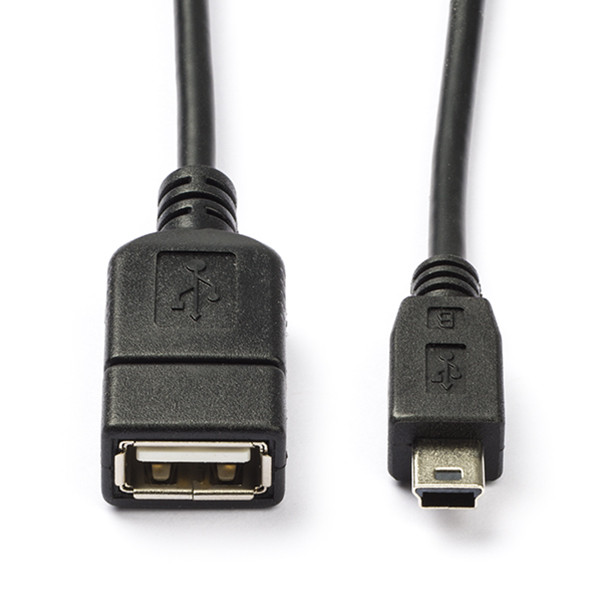 Nedis USB A naar mini USB kabel | 0.2 meter | USB 2.0 (OTG, 100% koper, Zwart) CCGB60315BK02 CCGP60315BK02 N010202079 - 1