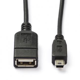 Nedis USB A naar mini USB kabel | 0.2 meter | USB 2.0 (OTG, 100% koper, Zwart) CCGB60315BK02 CCGP60315BK02 N010202079 - 1