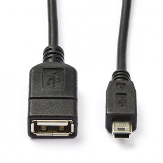 Nedis USB A naar mini USB kabel | 0.2 meter | USB 2.0 (OTG, 100% koper, Zwart) CCGB60315BK02 CCGP60315BK02 N010202079 - 
