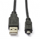 USB A naar mini USB kabel | 2 meter | USB 2.0 (Hirose connector, 100% koper, Zwart)