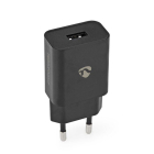 USB A oplader | Nedis | 1 poort (USB A, 12W, Zwart)