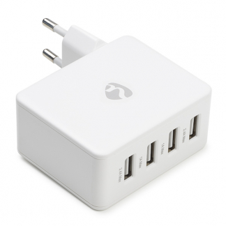 Nedis USB A oplader | Nedis | 4 poorten (USB A, 24W, Wit) WCHAU481AWT N120200051 - 1