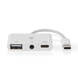 Nedis USB C docking station | Nedis | 0.1 meter (3 poorten, USB C, USB A, 3.5 mm Jack) CCGB64790WT01 K010214333 - 1