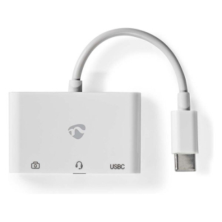 Nedis USB C docking station | Nedis | 0.1 meter (3 poorten, USB C, USB A, 3.5 mm Jack) CCGB64790WT01 K010214333 - 3