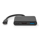 USB C docking stations | Nedis | 0.1 meter (USB C, USB A, HDMI, Zwart)