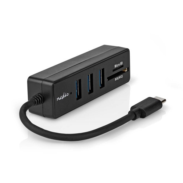 Nedis USB C hub | Nedis (USB C naar 3 x USB A, Micro SD en SD, Busgevoed) CCGB60250BK01 K120200104 - 1