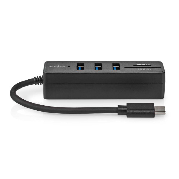 Nedis USB C hub | Nedis (USB C naar 3 x USB A, Micro SD en SD, Busgevoed) CCGB60250BK01 K120200104 - 2