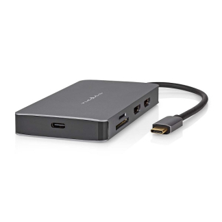 Nedis USB C hub | Nedis (USB C naar USB C en 2 x USB A, Busgevoed, 2 x HDMI Output, SD, Micro-SD, RJ45, Power Delivery) CCBW64250AT02 K120200103 - 