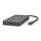 Nedis USB C hub | Nedis (USB C naar USB C en 2 x USB A, Busgevoed, 2 x HDMI Output, SD, Micro-SD, RJ45, Power Delivery) CCBW64250AT02 K120200103
