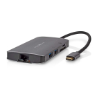 Nedis USB C hub | Nedis (USB C naar USB C en 3 x USB A, Busgevoed, HDMI Output, SD, Micro-SD, RJ45, Power Delivery) CCBW64240AT02 K120200102