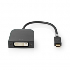 USB C naar DVI adapter | Nedis | 0.2 meter (DVI-D, Verguld, Full HD, Antraciet)
