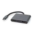 Nedis USB C naar HDMI adapter | Nedis | 0.1 meter (4K@30Hz, 2 x HDMI) CCGP64670BK01 K010214293