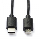 Nedis USB C naar Micro USB kabel | 1 meter | USB 2.0 (100% koper, Zwart) CCGB60750BK10 N010214017 Nedis USB C naar Micro USB kabel | 1 meter | USB 2.0 (100% koper, Zwart) CCGB60750BK10 N010214017