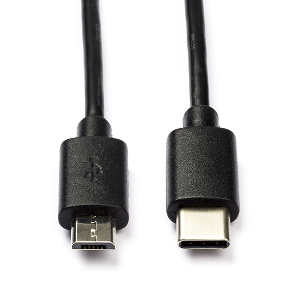 Matig gekruld Ouderling USB C naar Micro USB kabel | 1 meter | USB 2.0 (100% koper, Zwart) Nedis  Kabelshop.nl