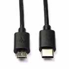 USB C naar Micro USB kabel | 1 meter | USB 2.0 (100% koper, Zwart)