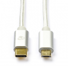 USB C naar Micro USB kabel | 3 meter | USB 2.0 (100% koper, Zilver)