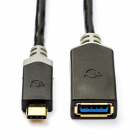 Nedis USB C naar USB A adapterkabel | Nedis | USB 3.0 (0.15 meter, Zwart) CCBW61710AT015 N010221011