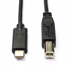 USB C naar USB B kabel | 1 meter | USB 2.0 (100% koper, Zwart)