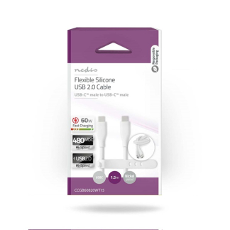Nedis USB C naar USB C kabel | 1.5 meter | USB 2.0 (60W, 480 Mbps, Vertind koper, Wit) CCGB60820WT15 K010214338 - 5