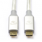 Nedis USB C naar USB C kabel | 1 meter | USB 3.2 (100% koper, Power Delivery, 100 W, Nylon, Zilver) CCTB64020AL10 K010214188