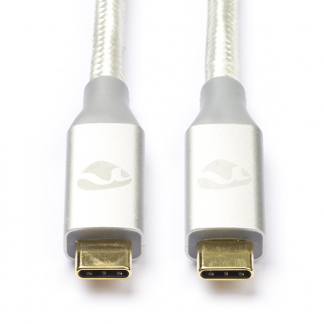Nedis USB C naar USB C kabel | 1 meter | USB 3.2 (100W, 20 Gbps, 100% koper, Nylon, Zilver) CCTB64020AL10 K010214188 - 1
