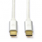 USB C naar USB C kabel | 2 meter | USB 2.0 (100% koper, Nylon, Zilver)