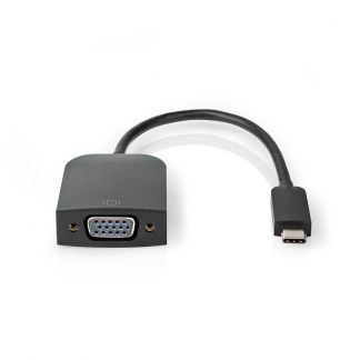 Nedis USB C naar VGA adapter | Nedis | 0.2 meter (1920x1200@60Hz, Verguld, Zwart) CCGP64852BK02 K010214209 - 1