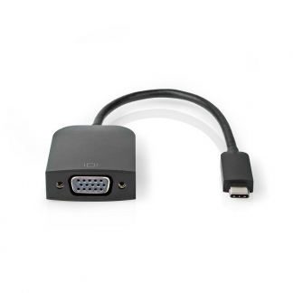 Nedis USB C naar VGA adapter | Nedis | 0.2 meter (1920x1200@60Hz, Verguld, Zwart) CCGP64852BK02 K010214209 - 