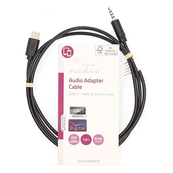 Nedis USB C naar jack 3.5 mm kabel | M ↔ M | Nedis | 1 meter (Stereo) CCGL65950BK10 CCGP65950BK10 K010221047 - 3