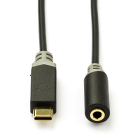 USB C naar jack 3.5 mm kabel | M ↔ V | Nedis | 1 meter (Verguld, 100% koper)