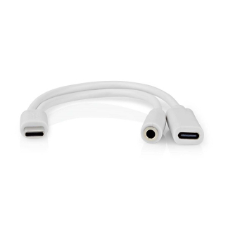 Nedis USB C naar jack adapterkabel | Nedis | 0.1 meter (Extra USB C poort) CCBW64922WT01 CCGB64922WT01 K010221053 - 1