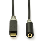 USB C naar jack adapterkabel | Nedis | 1 meter (Verguld,100% koper)