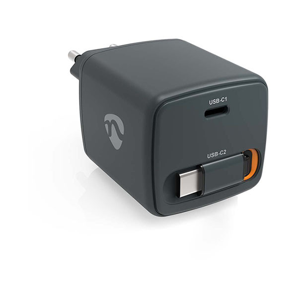 Nedis USB C snellader | Nedis | 0.75 meter (30W, GaN, Intrekbare kabel) WCHARC30WBK K010803287 - 2
