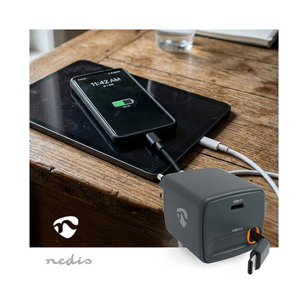 Nedis USB C snellader | Nedis | 0.75 meter (30W, GaN, Intrekbare kabel) WCHARC30WBK K010803287 - 4