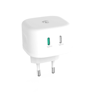 Nedis USB C snellader | Nedis | 2 poorten (USB C, 45W, GaN) WCGPD45W100WT K180107324 - 1