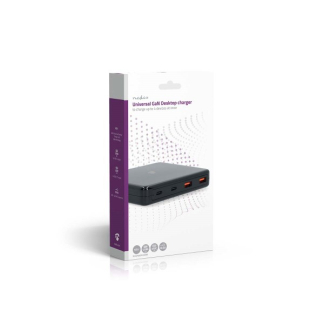 Nedis USB C snellader | Nedis (2x USB C, 2x USB A,  65W, Eurostekker, GaN) DCGPD65W100BK K010221140 - 3