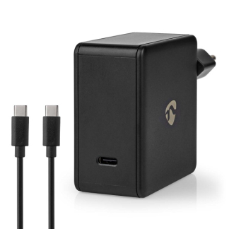 Nedis USB C snellader met oplaadkabel | Nedis | 1 poort (USB C, Power Delivery, 65W) WCPD65W100BK K010214297 - 1
