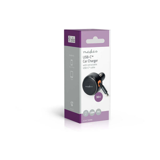 Nedis USB autolader | Nedis | 0.7 meter (USB C, 30W, Intrekbare kabel, Zwart) CCH1C30WBK K010803289 - 7