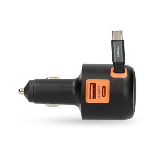 Nedis USB autolader | Nedis | 0.7 meter (USB C, 60W, Intrekbare kabel, Zwart) CCH1C1A60WBK K010803290 - 4