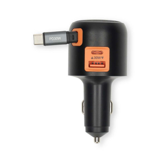 Nedis USB autolader | Nedis | 0.7 meter (USB C, 60W, Intrekbare kabel, Zwart) CCH1C1A60WBK K010803290 - 5