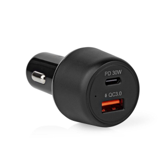Nedis USB autolader | Nedis | 2 poorten (USB A, USB C, 48W, Zwart) CCPD30W100BK K120300215 - 1